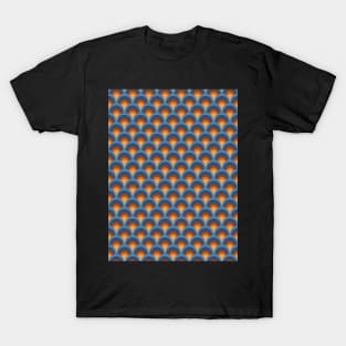 Orange and Blue Scale Seamless Pattern 1970s Inspired T-Shirt